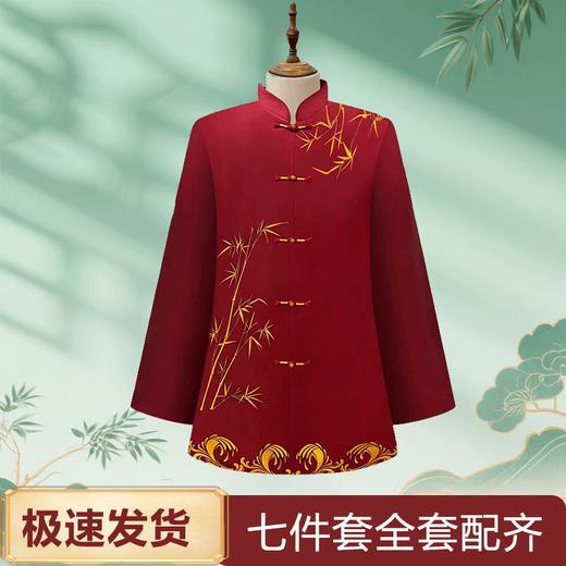 高档刺绣新式唐装"雅竹颂福"女寿衣 商品图0