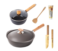 神田 臻钛系列蝶翼锅奶锅和钛金系列刀具组合-S