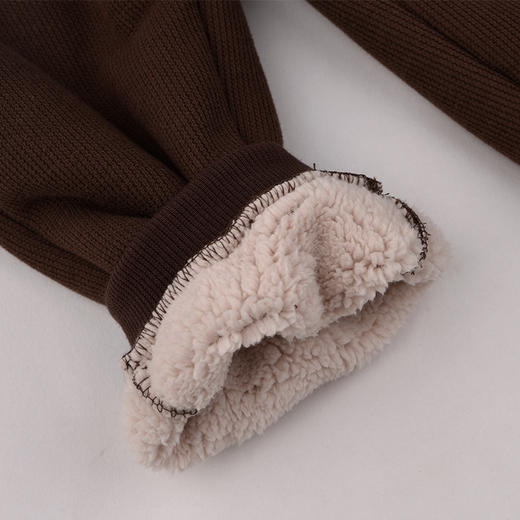 棉果果冬季新品男童卡其色复合羊羔绒保暖加厚针织加绒长裤M402200425757 商品图5