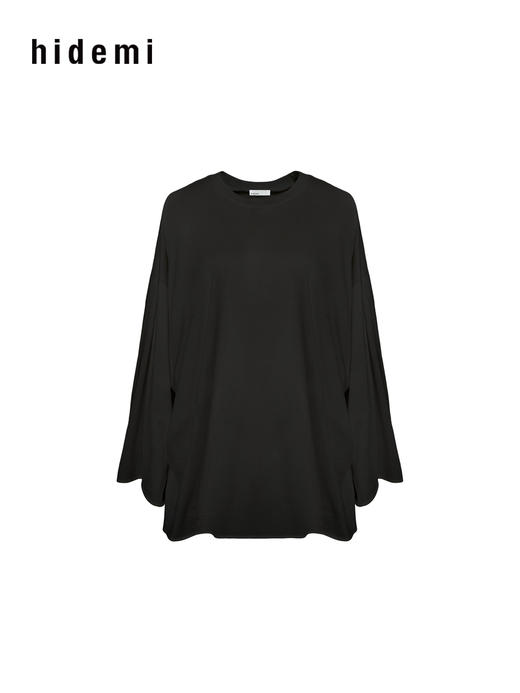 hidemi副线小h 匹马棉圆领百搭错层长袖T恤上衣 商品图6