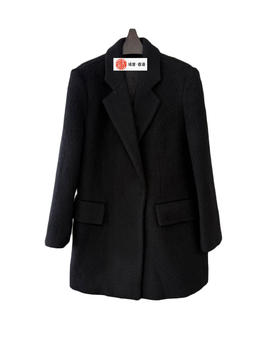 女款羊毛廓形西装外套大衣he