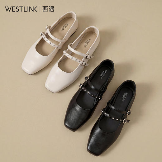 西遇玛丽珍鞋女2026春季新款法式一字带平底浅口单鞋通勤小皮鞋V0166217 商品图4