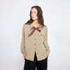 NUTH复古可拆卸格纹领结工装衬衫女 卡其色 商品缩略图4