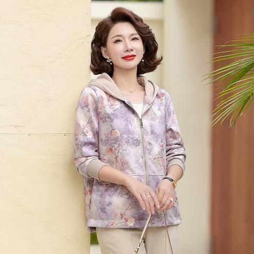 丁摩 连帽印花春秋开衫夹克外套 商品图2