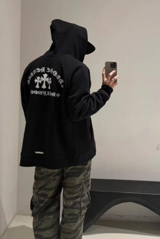 男款全棉刺绣洗水连帽卫衣外套he009 商品图3