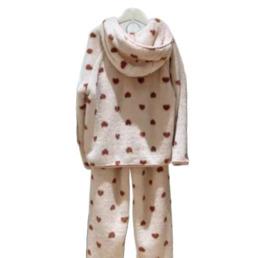 雀说 爱心连帽睡衣珊瑚绒加绒加厚秋冬款家居服25701 商品图4