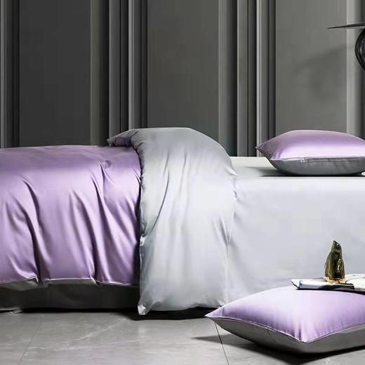 云柔素雅四件套【悠梦嘉居云柔素雅四件套床上用品印花套件双人200*230四件套1.5/1.8床通用纯色风，时尚简约，舒适柔软，紫/绿/粉】 商品图5