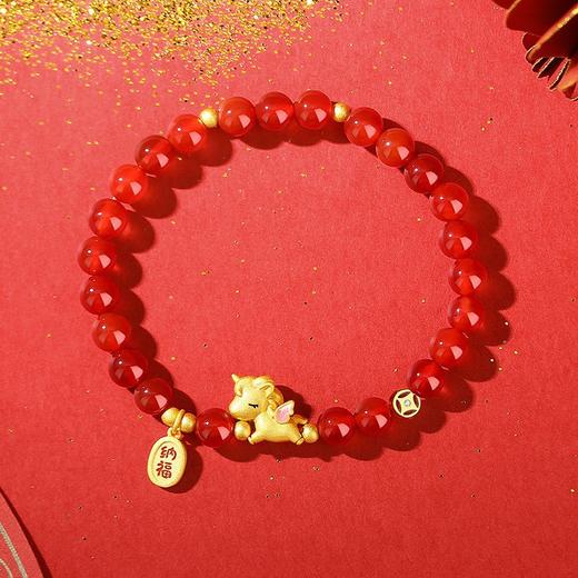 新年好礼【福启新岁❗️好运即达】马上有福红玛瑙手串新中式马年本命年串珠手链古法金萌马手饰。jc 商品图3