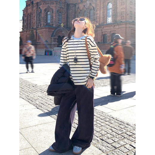 <曾小咸推荐>现货秒杀 ！微信超特价！韩系条纹长袖 日常129.99 立减60 秒杀69.99！！黑色羽绒服 秒杀369.99！！ 商品图1