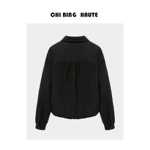 【速写记】莱赛尔亚麻设计感下摆抽褶黑色衬衫百搭衬衫背心两件上衣 商品图1