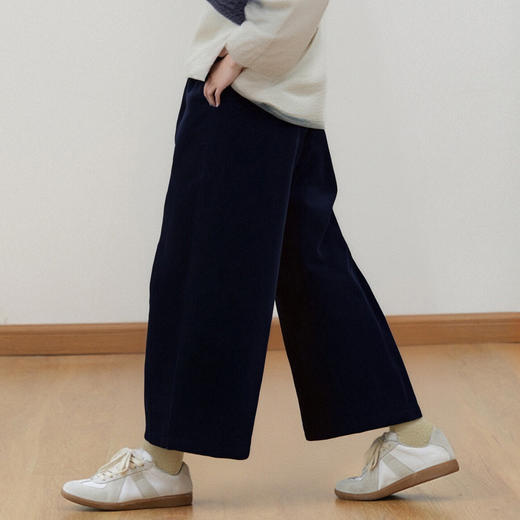 丁摩 灯芯绒休闲裤高腰显瘦直筒阔腿裤秋冬新款长裤5ZF-59106 商品图3