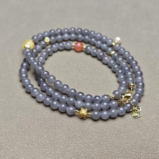 和田玉青海料烟紫冰底6mm精美108念珠 126-22 商品图2