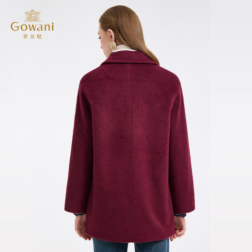 乔万尼西装领气场控羊毛马海毛混纺双排扣复古短款大衣ED4A763 商品图4