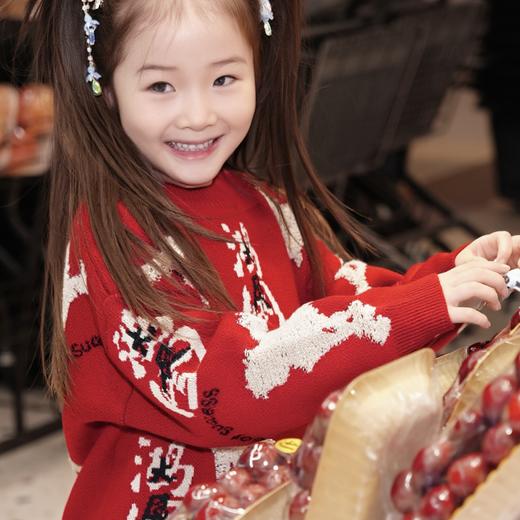 春节不打烊-新春拜年服-徐悲鸿联名新春拜年服-童装女童亲子毛衣冬儿童针织衫打底鸿图群奔毛衣NY496978年衣 商品图2