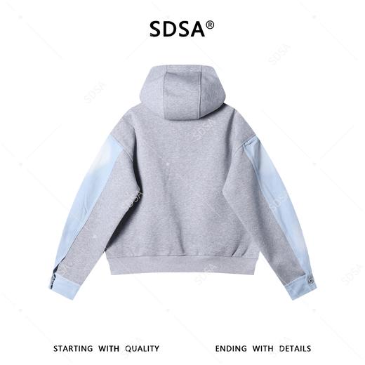 56017SDSA春夏新款痞帅男装韩版潮牌磨白拼接拉链连帽夹克外套百搭时尚 商品图5