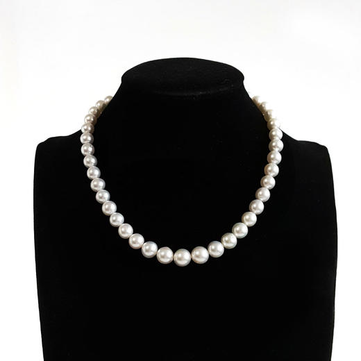 【天然正品】天然精品近圆约8.4-11.1MM澳白冷白绸缎光泽海水珍珠珠串项链8.4-11.1MM（皆取最大值）链长：44CM 190126NJS12 商品图0