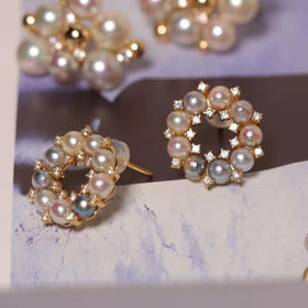 18粒纯海水akoya珍珠圈圈耳钉