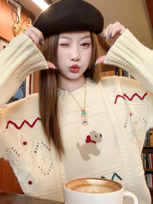 <曾小咸推荐>现货秒杀 ！微信超特价！韩系小狗刺绣毛衣 日常229.99 立减130 秒杀99.99！！ 商品图11