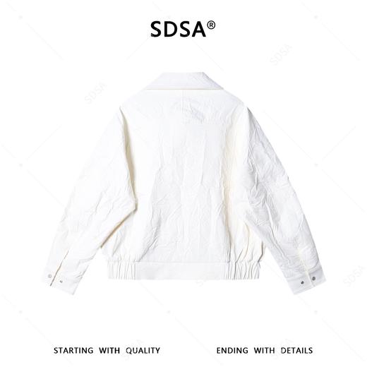 SDSA男士春夏新款痞帅男装时尚纯色褶皱斜拉链翻领夹克外套百搭 商品图5