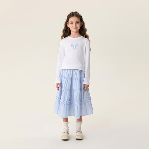 马克珍妮田园少女 女童纯棉荷叶边半裙2026年春装新款560167 商品图1