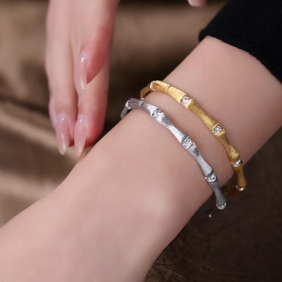 新年好运好彩头 竹节节节高手镯 贵妃镯镯型  银镀金首饰   节节高升/好运乘风（非质量问题 不退不换）