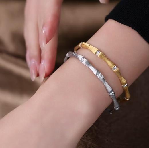 新年好运好彩头 竹节节节高手镯 贵妃镯镯型  银镀金首饰   节节高升/好运乘风（非质量问题 不退不换） 商品图0