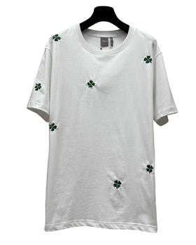 中性款四叶草刺绣短袖T恤ba010