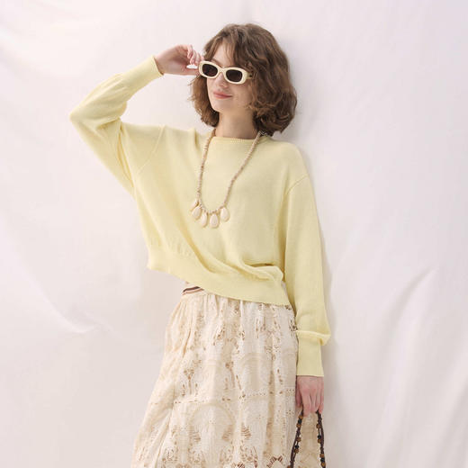 谜底套头针织衫长袖2026年春季新品原创图案艺术毛衣女261MZ0323 商品图1