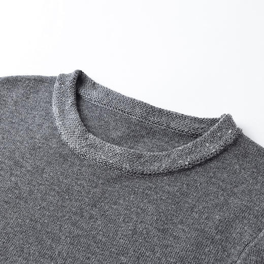 雀说高级感绵羊毛保暖灰色针织衫女早春新款套头亮片修身显瘦上衣ALW50136 商品图3