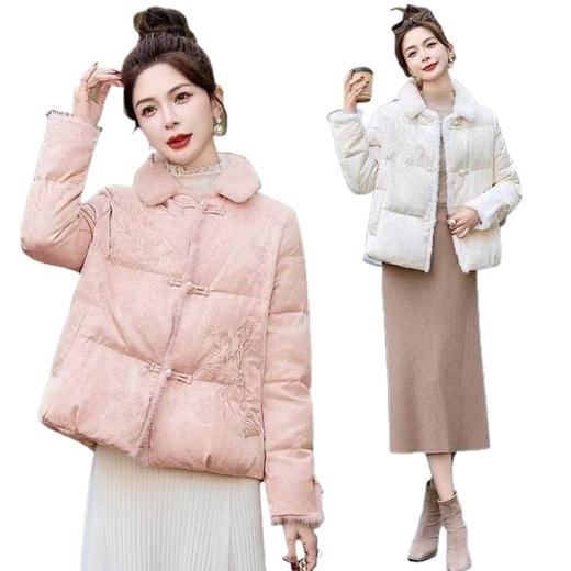 新中式设计盘扣国风妈妈冬季加厚毛领棉衣保暖棉服外套棉袄外穿 商品图4
