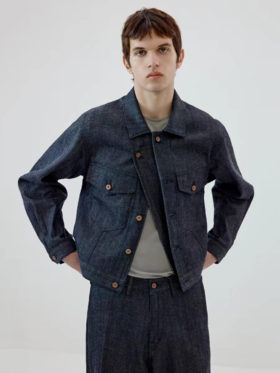 Simple Project/Y2614/轻磅苎麻靛蓝原色牛仔夹克