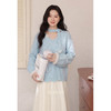 鹿向南「眷恋海风」慵懒风设计感蓝色毛衣女秋韩系飘带针织衫上衣 商品缩略图4