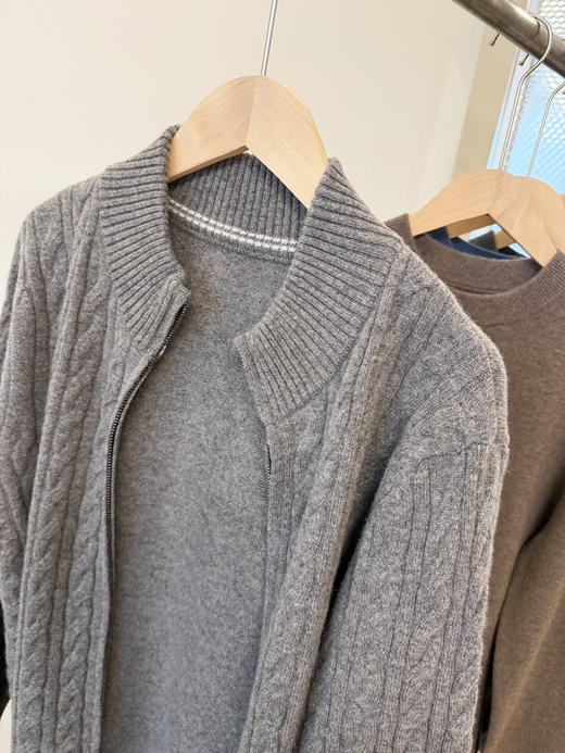 老钱风羊毛混纺拉链开衫 男士bai搭外套 商品图2