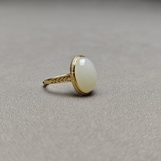 和田玉青海料蜜糖色925银镀金配饰戒指 126-25 商品图2