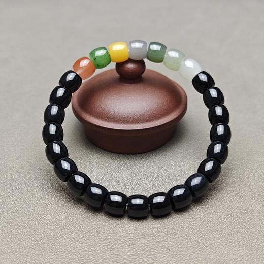 和田玉墨玉七彩福运多宝手串 126-17 商品图3