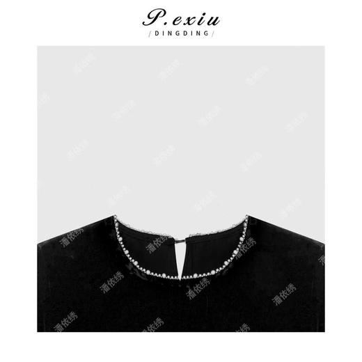 04-2潘依绣丁丁宠粉气质显瘦丝绒圆领短袖连衣裙Q55487 商品图2