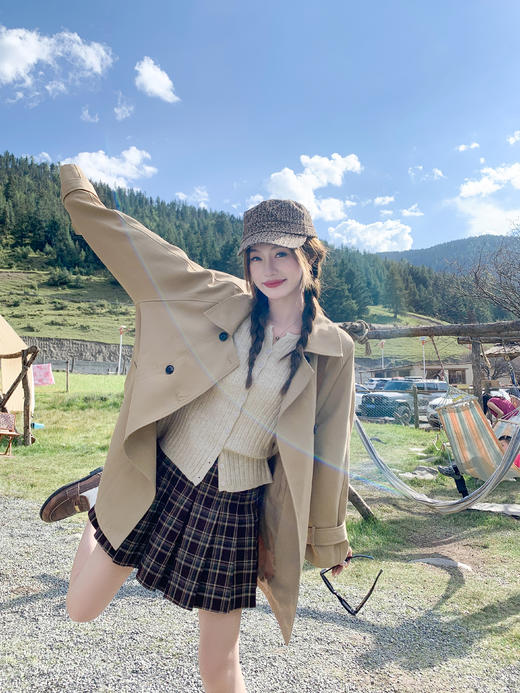 <曾小咸推荐>现货秒杀 ！微信超特价！韩版双排扣中长款风衣 日常269.99 立减100 秒杀169.99！！ 商品图13