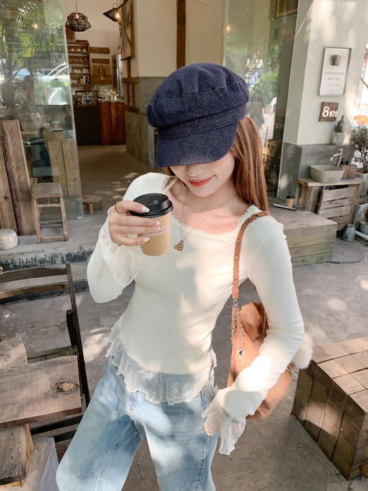 <曾小咸推荐>现货秒杀 ！微信超特价！韩系假两件蕾丝拼接长袖 日常129.99 立减60 秒杀69.99！！ 商品图8