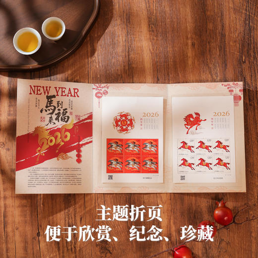 【春节预售2.11-2.23停发】【买赠！】金马送福 马年生肖邮票 大版票/小版票套装，邮政发行、真品保证，宜收藏宜送礼，恭贺2026马到福来！（赠小全张、贺卡、邮资封） 商品图5