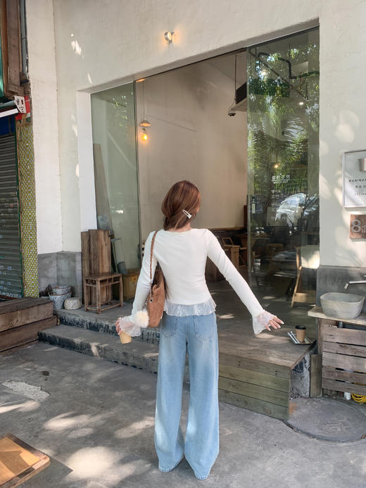 <曾小咸推荐>现货秒杀 ！微信超特价！韩系假两件蕾丝拼接长袖 日常129.99 立减60 秒杀69.99！！ 商品图7