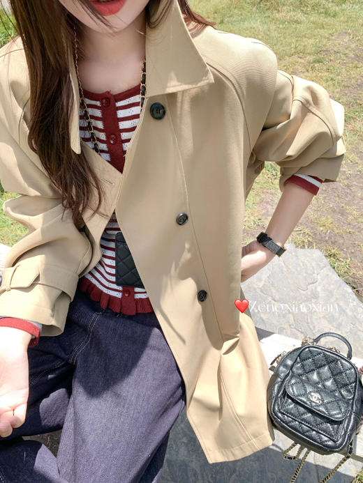 <曾小咸推荐>现货秒杀 ！微信超特价！韩版双排扣中长款风衣 日常269.99 立减100 秒杀169.99！！ 商品图6