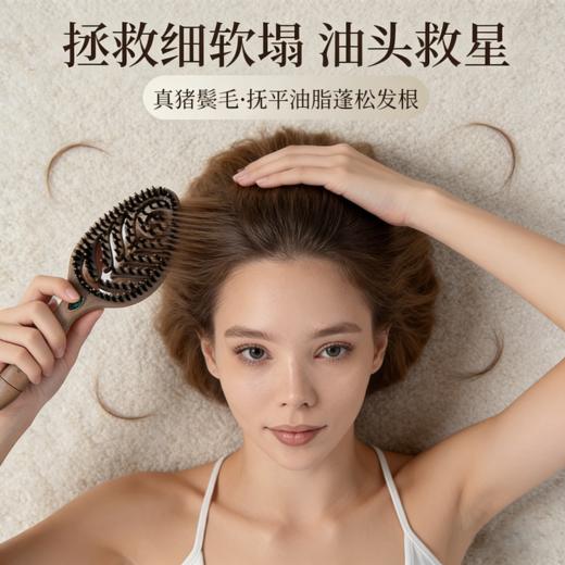 🔥扁头塌发救命梳🔥本油头星人的天菜✨【猪鬃毛蓬松梳】💰19.9秒杀❗拯救油扁塌💥显脸小一圈不是梦❤️孔雀造型，送礼首选🎁 商品图1