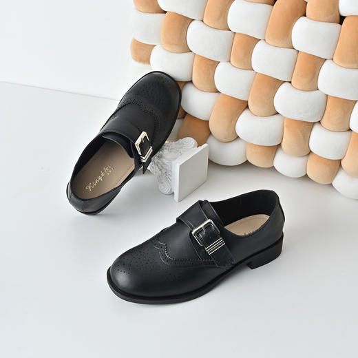 经典鲨2026年春季新品百搭圆头复古英伦风平底单鞋小皮鞋女KW89-617011 商品图1
