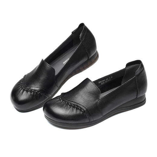 信诺中老年妈妈鞋真皮软底平底单鞋女一脚蹬奶奶皮鞋2026春季新款X6C150-32 商品图3