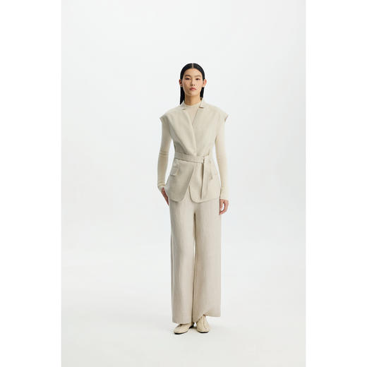 商场同款PURE TOUCH女装 26春夏新款亚麻直筒休闲裤高腰宽松长裤 商品图8