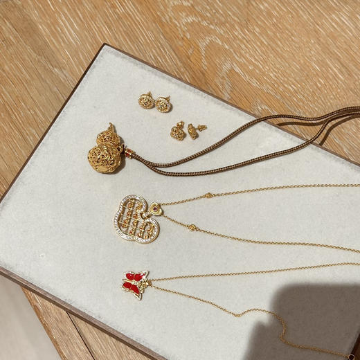 老铺同款金色饰品耳钉项链012703 商品图3