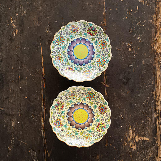 【汝窑高脚盘-五彩缠莲】中式复古精致陶瓷高脚茶点盘家用零食干果盘高足客厅茶几摆台果盘 商品图7