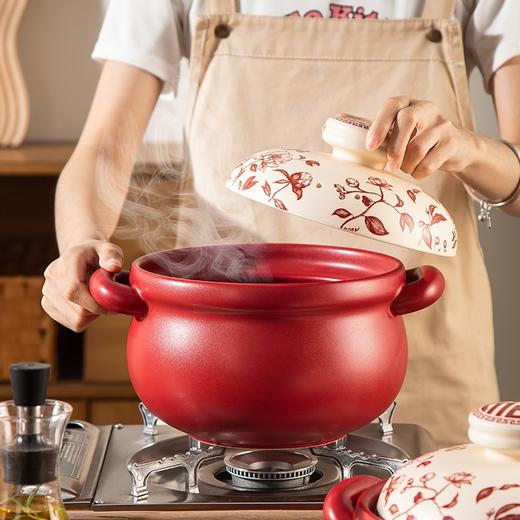 【花繁羽艳】2026新款陶煲王中国红陶瓷砂锅煲家用煤气灶专用煲汤炖锅新年送礼 商品图4