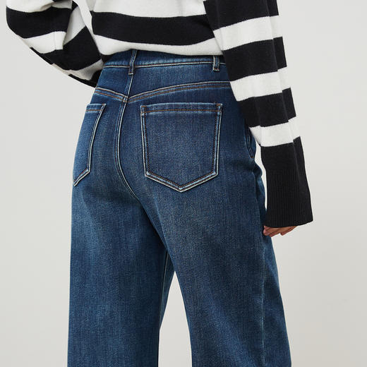 【两种裤长！厚绒-直筒牛仔】逸阳冬加绒加厚弹力保暖窄版阔腿直筒裤8830AV 商品图9