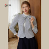 司歌条纹蕾丝长袖收腰气质蝴蝶结衬衫长袖春秋女T921253X 商品缩略图4